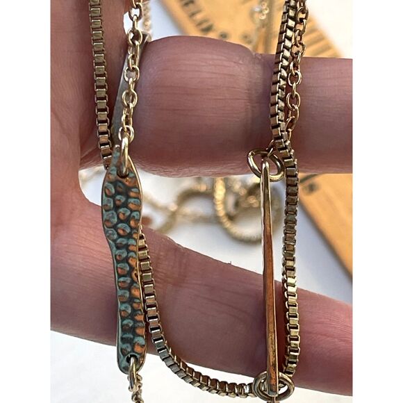 Vintage Gold Tone Necklace Layered Long Chain Double Box Link Signed - Picture 2 of 7